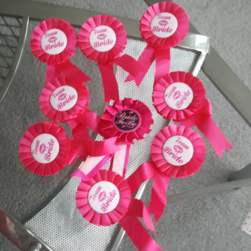 Team bride and bride to be campaign buttons